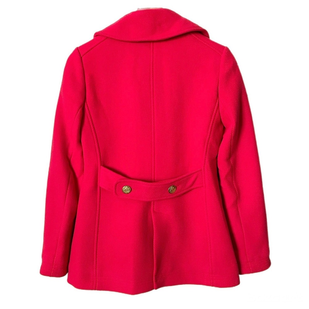 J.Crew Stadium Cloth Wool Majesty Pea Coat Red Gold Crest Buttons 49360 Size 2 - Picture 3 of 7